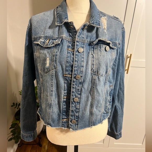 Wax Jean Jackets & Blazers - Wax Jean Distressed Blue Denim Jacket